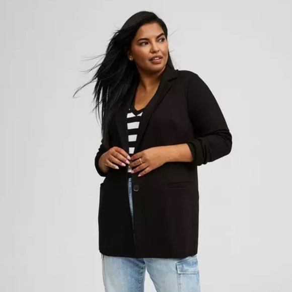 Women's Black Torrid light weight long line Blazer size 1X - Picture 2 of 7